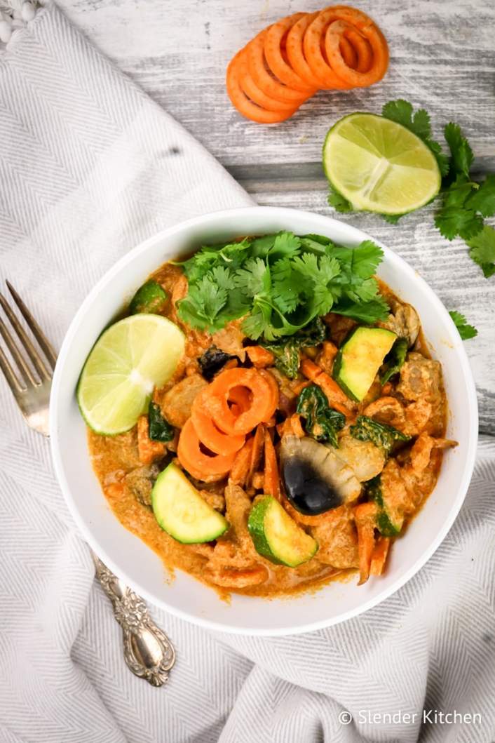 Curry Sweet Potato Noodles with fresh lime juice and cilantro.