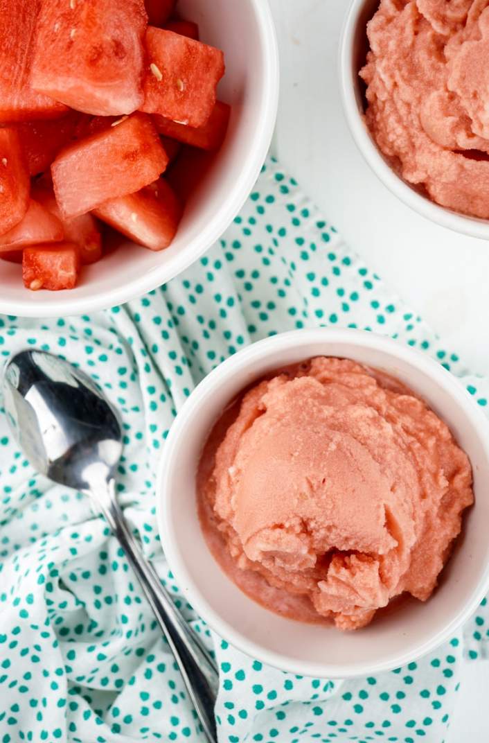 Easy to make Two Ingredient Watermelon Ice Cream with watermelon and coconut milk.
