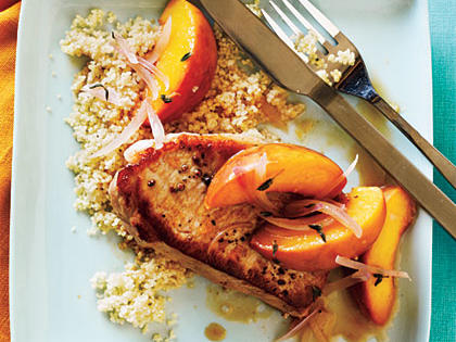 Skillet Pork Chop Saute with Peaches