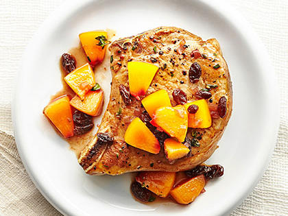 Pork Chops with Agrodolce Peaches