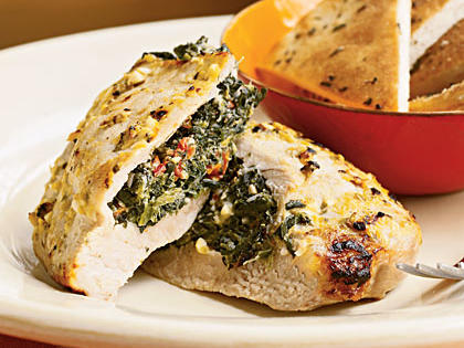 Pork Chops Stuffed with Feta and Spinach