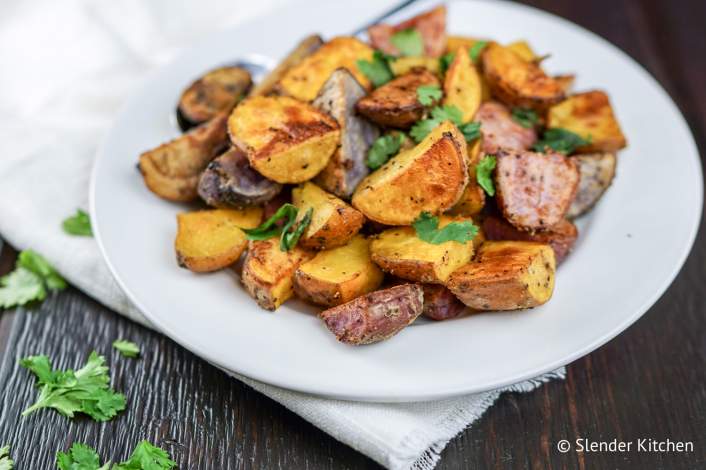 Easy Roasted Potatoes that are ready in 20 minutes and cooked with Dijon mustard.