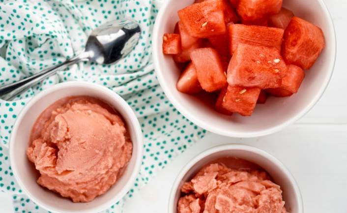 Two Ingredient Watermelon Ice Cream with fresh watermelon and coconut milk.