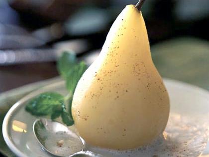 Poached Pears with Cardamom Cream