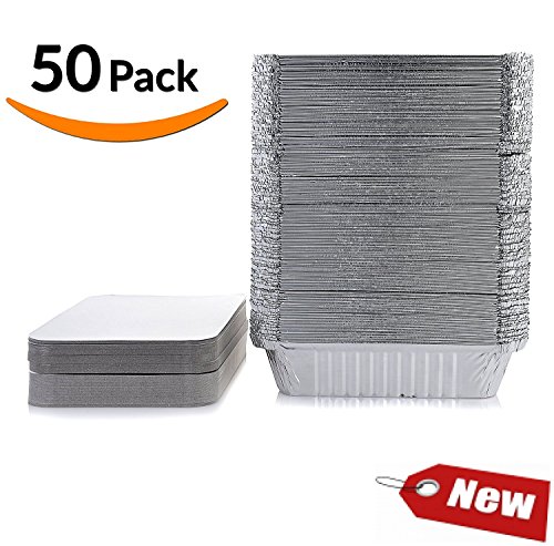 50-Pack Heavy Duty Disposable Aluminum Oblong Foil...