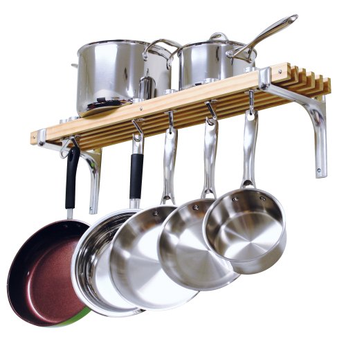 Cooks Standard Wall Mounted Wooden Pot Rack, 36 by...