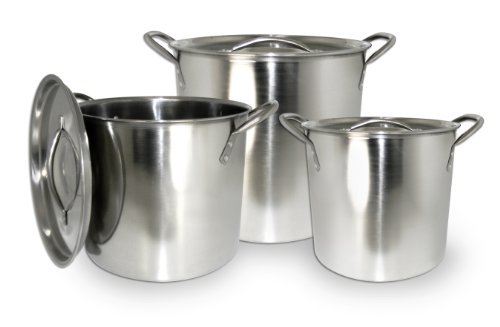 Excelsteel Set Of 3 Stainless Steel Stockpot With ...