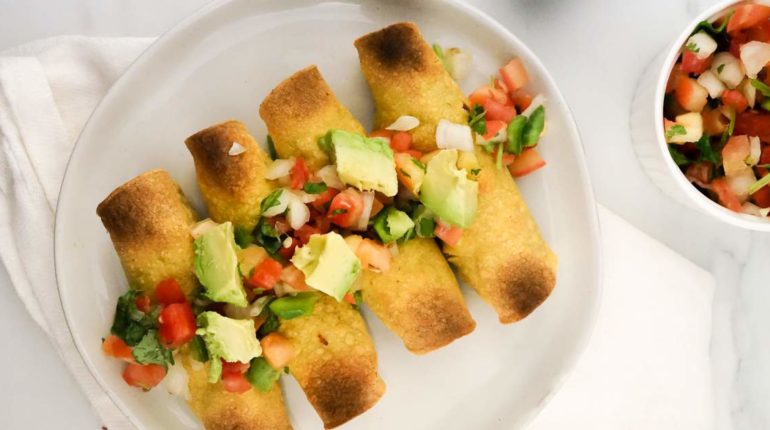 Baked Chicken and Bean Taquitos