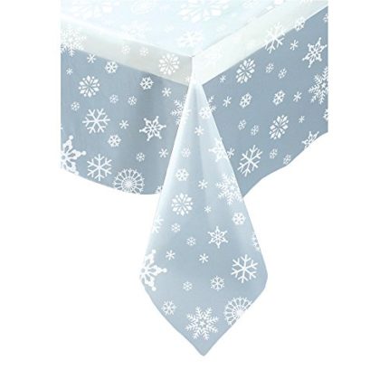 Clear Snowflake Plastic Tablecloth 108" x 54"